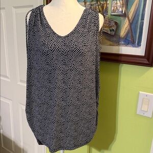 Navy and White Polka Dot Women's Top